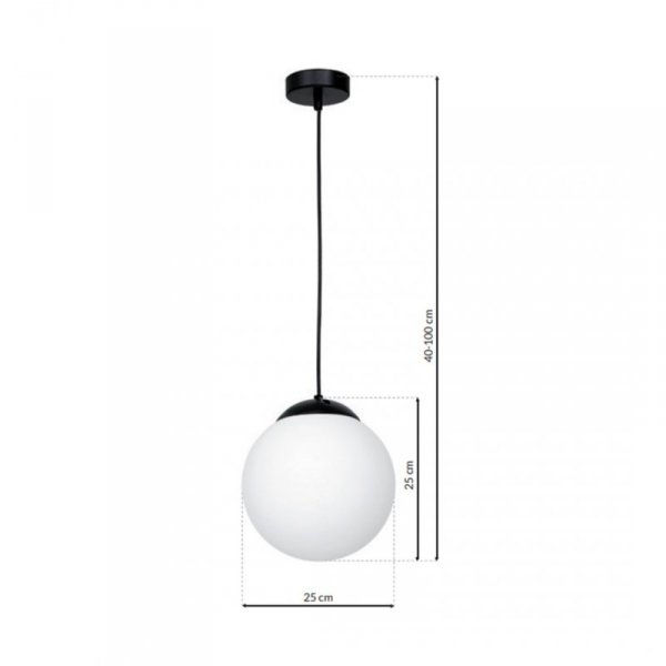 MILAGRO MLP6522 LIMA BLACK LAMPA WISZĄCA CZARNA KULA MLECZNA BIAŁA KLOSZ