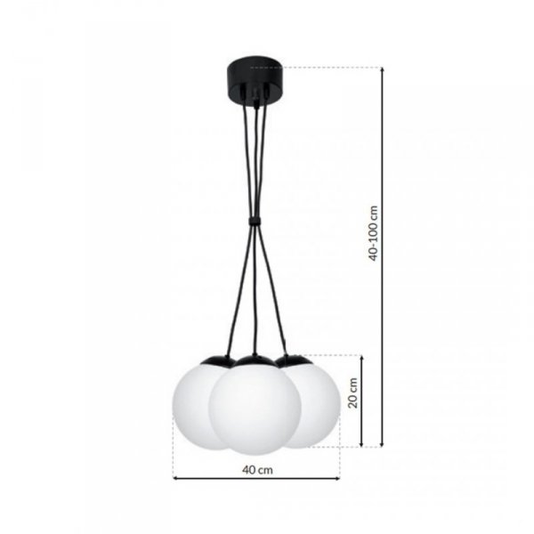 MILAGRO MLP6523 LIMA BLACK LAMPA WISZĄCA CZARNA KULE MLECZNE BIAŁE KLOSZE