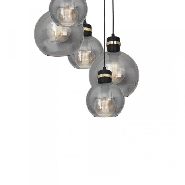 MILAGRO MLP6534 OMEGA BLACK LAMPA WISZĄCA CZARNO ZŁOTA GRAFITOWE KLOSZE KULE