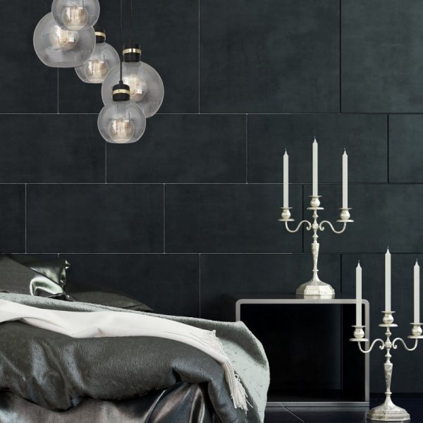MILAGRO MLP6534 OMEGA BLACK LAMPA WISZĄCA CZARNO ZŁOTA GRAFITOWE KLOSZE KULE