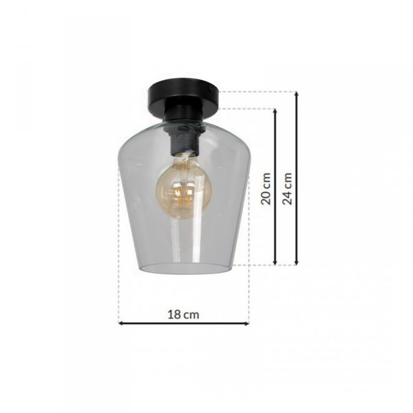 MILAGRO MLP6602 SANTIAGO CLEAR LAMPA SUFITOWA CZARNA KLOSZ PRZEŹROCZYSTY
