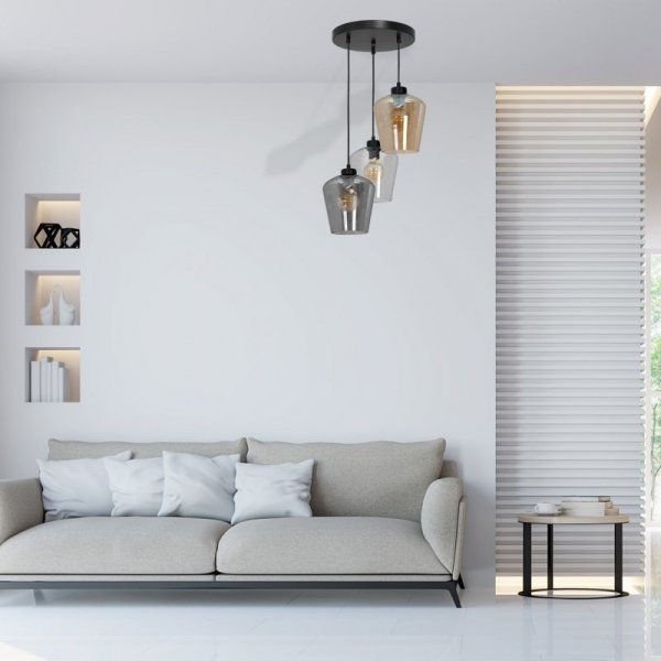 MILAGRO MLP6614 SANTIAGO MIX LAMPA WISZĄCA CZARNA SZKLANE KLOSZE RÓŻNE KOLORY 