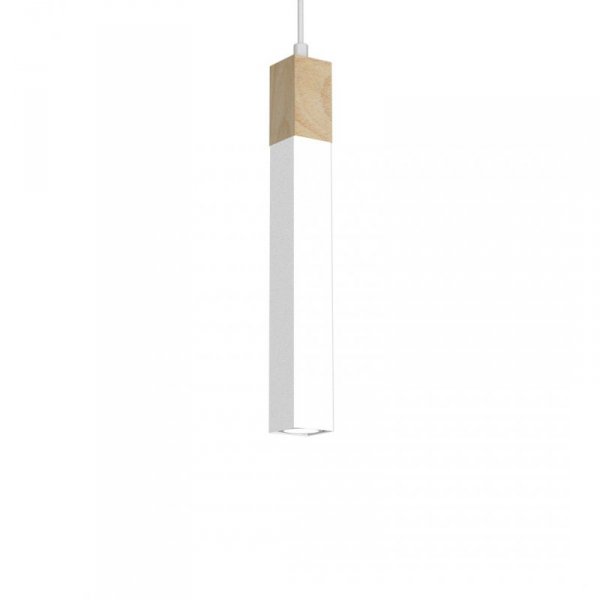 Lampa wisząca SOLO SAWN WHITE / PATINATED WOOD 1x mini GU10