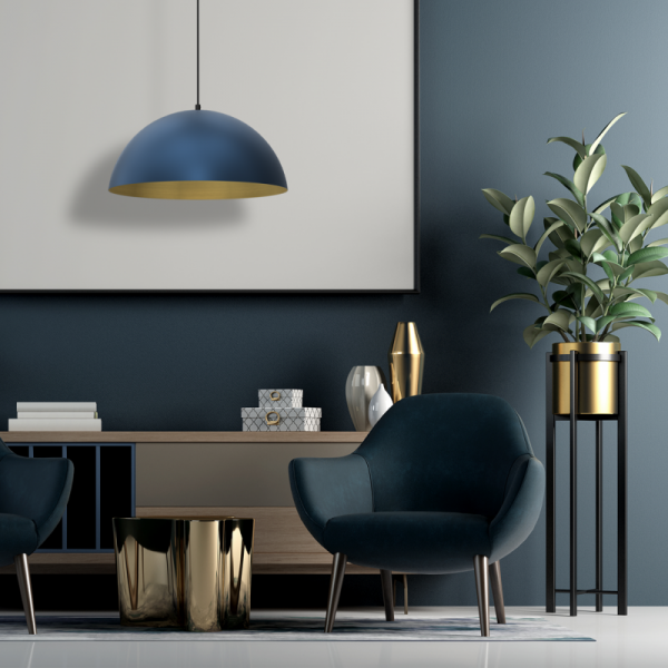 MILAGRO Lampa wisząca BETA NAVY BLUE/GOLD 1xE27 45cm