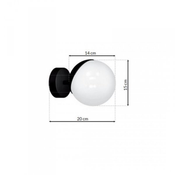 MILAGRO KINKIET MLP8854 SFERA BLACK KINKIET CZARNY BIAŁA KULA KLOSZ MLECZNY
