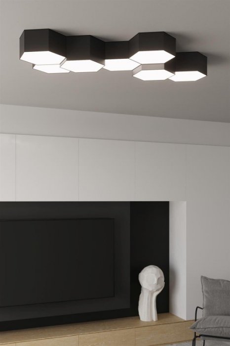 Plafon SUNDE 11 czarny lampa na sufit PVC abażur geometryczna nowoczesna E27 LED SOLLUX LIGHTING