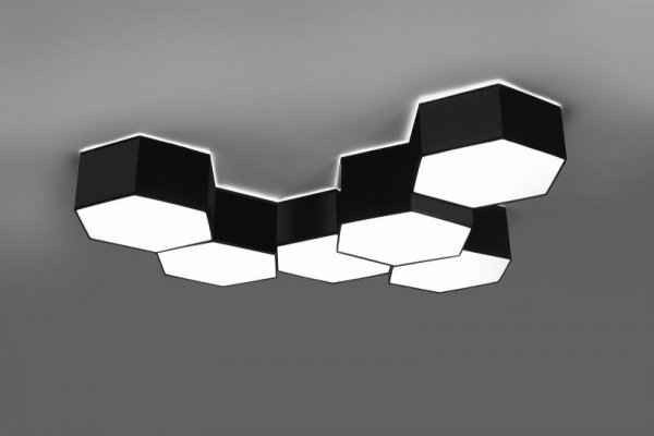 Plafon SUNDE 13 czarny  lampa na sufit PVC abażur geometryczna nowoczesna E27 LED SOLLUX LIGHTING