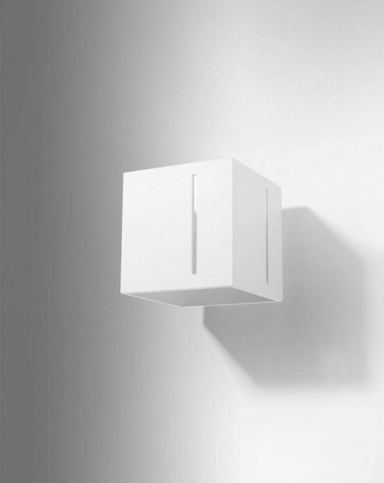 Kinkiet PIXAR biały kwadrat aluminium nowoczesna lampa z liniowym prześwitem ścienna G9 LED SOLLUX LIGHTING