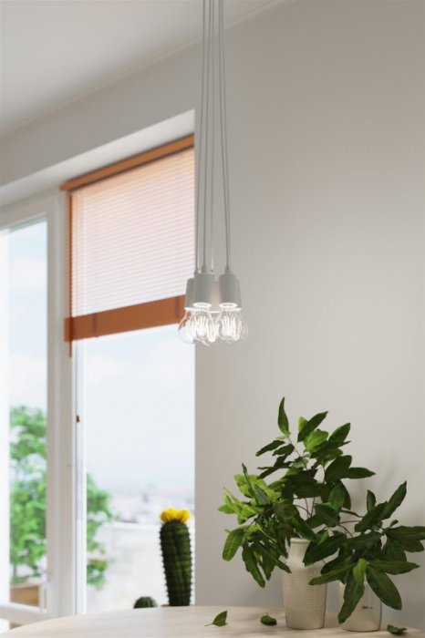 Lampa wisząca DIEGO 5 biała PVC minimalistyczna sufitowa na linkach E27 LED SOLLUX LIGHTNIG