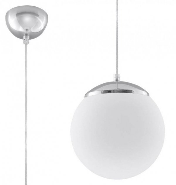 Lampa wisząca UGO 20 stal chrom biały kula loft szkło E27 LED SOLLUX LIGHTING