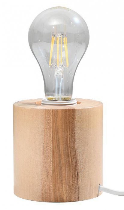 Lampa biurkowa SALGADO naturalne drewno lampa walec E27 LED SOLLUX LIGHTING