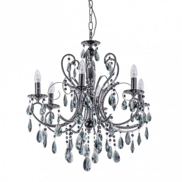 ITALUX BAROCCO BLACK MD72709-6B LAMPA WISZĄCA CZARNA ŚWIECZNIKOWA Z KRYSZTAŁKAMI DO SALONU 