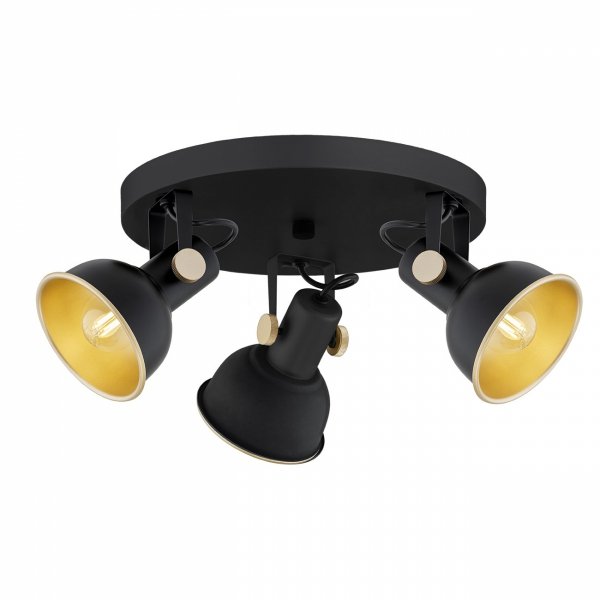LAMPA SUFITOWA PLAFON SPOT REFLEKTOR CZARNO ZŁOTY INDUSTRIALNY DO SALONU POKOJU KUCHNI ARGON LENORA 6241 