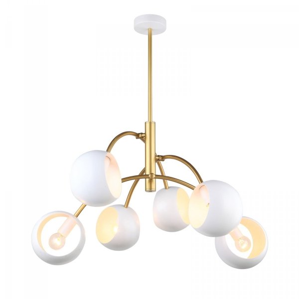 ITALUX MELVO MDM-3691/6 GD+W LAMPA WISZĄCA BIAŁO ZŁOTA NOWOCZESNA