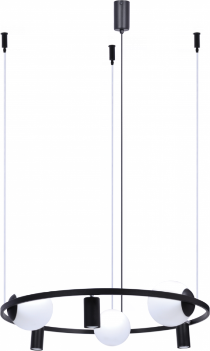 LAMPA WISZĄCA CZARNA KLOSZE KULE NA KOLE Z BIAŁYMI KLOSZAMI KULAMI DO SALONU SYPIALNI 5006 ORBIT ZUMALINE