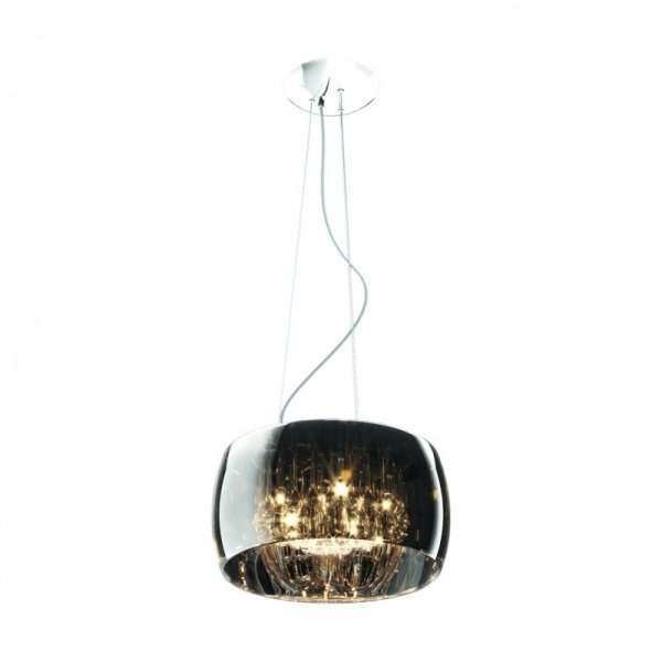 LAMPA WISZĄCA KRYSZTAŁOWA SZKLANA Z KRYSZTAŁKAMI W STYLU GLAMOUR DO SALONU SYPIALNI CHROM SMOKY P0076-05L-F4FZ CRYSTAL ZUMALINE