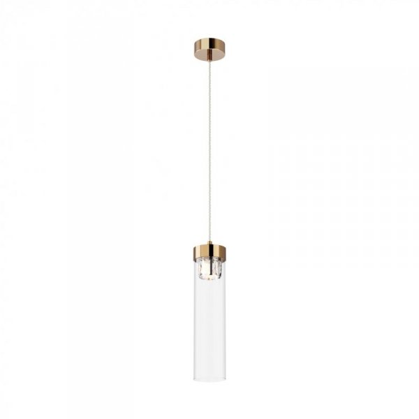 ZUMA LINE P0389-01D-F7AC GEM LAMPA WISZĄCA ZŁOTA Z KRYSZTAŁKAMI SZKLANA TUBA