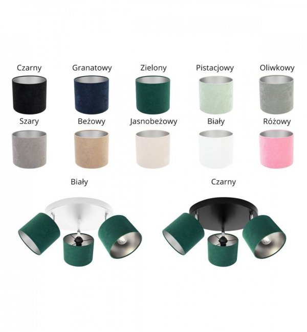 LAMPA SUFITOWA PLAFON WELUROWE ABAŻURY ŚRODEK CHROM  LIGHT HOME MEDIOLAN 