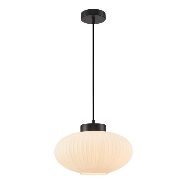 ITALUX GROSTE PND-52376-1-BK LAMPA WISZĄCA CZARNA BIAŁA SZKLANA