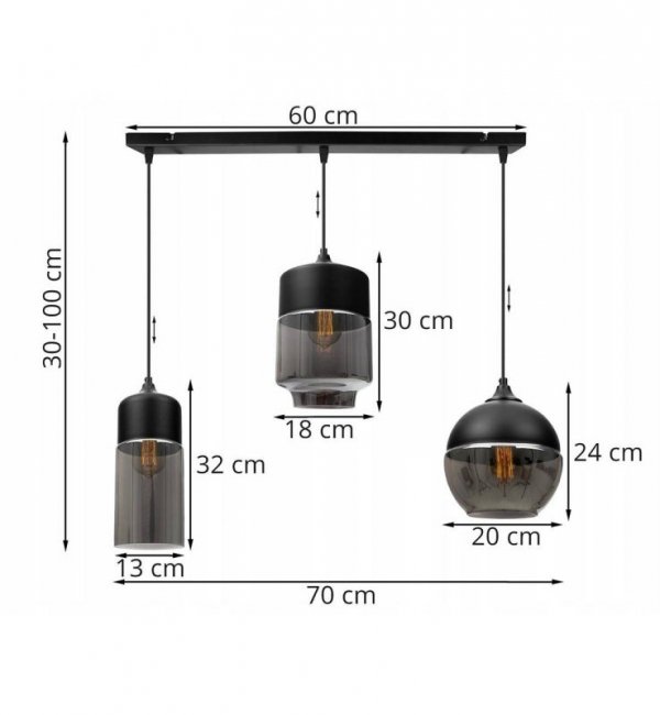 Lampa wisząca ze szklanymi kloszami - OSLO 2234/3/G/MIX LIGHT HOME