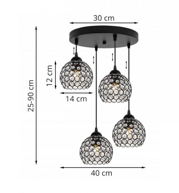 Lampa wisząca ze szklanymi kloszami - CRYSTAL 2220/4/OW LIGHT HOME