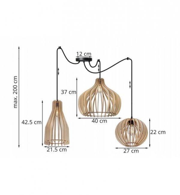 Lampa wisząca nowoczesna - SPIDER TIMBER 2361/3/MIX LIGHT HOME
