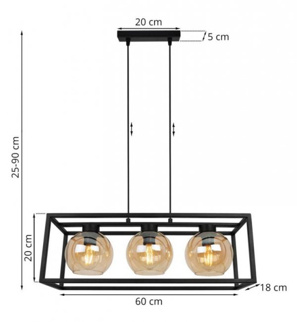 Lampa wisząca ze szklanymi kloszami - HAGA CAGE 2370/3/M LIGHT HOME