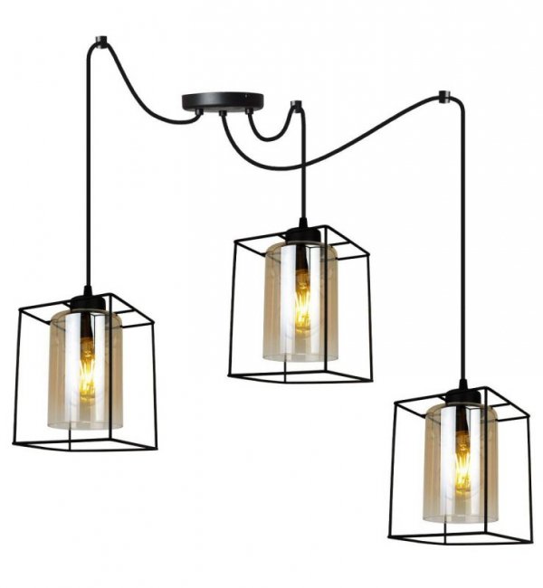 Lampa wisząca ze szklanymi kloszami - SPIDER HELLA CAGE 2365/3/M LIGHT HOME