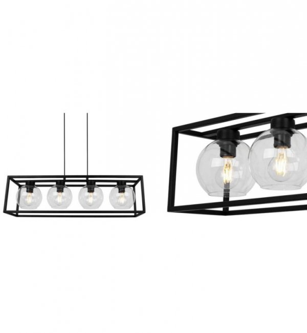 Lampa wisząca ze szklanymi kloszami - HAGA CAGE 2370/4/B LIGHT HOME