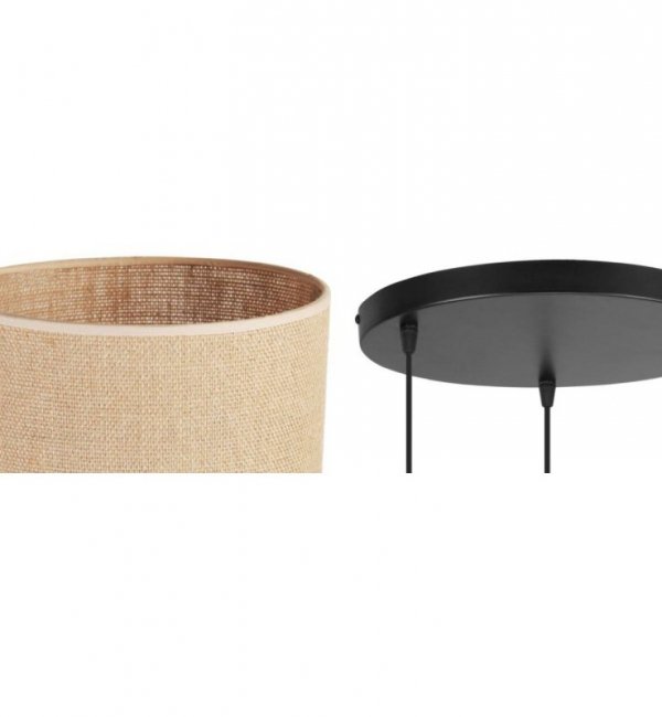 Lampa wisząca, trzy źródła światła, abażur juta 20 cm, okrągła podsufitka 30 cm, E27 LIGHT HOME