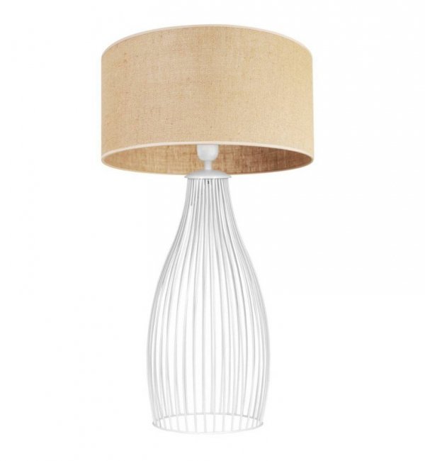 Lampa stołowa, jutowy abażur, kolor naturalny, 35 cm, metalowy, druciany stelaż, E27 LIGHT HOME