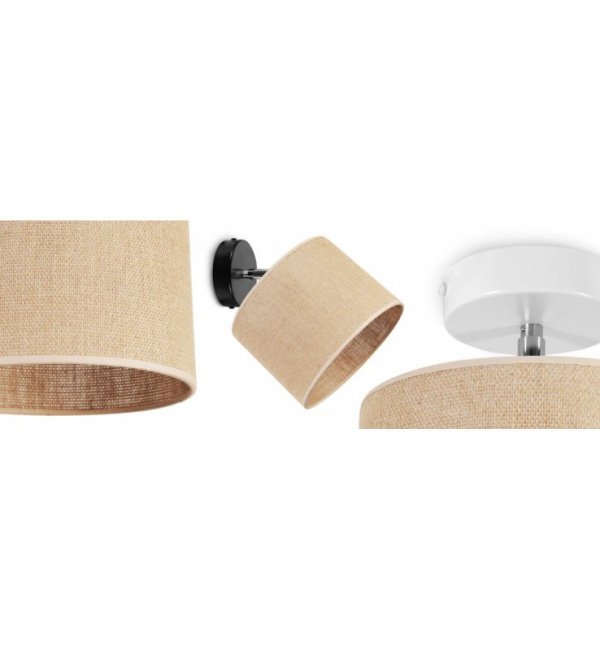 Kinkiet regulowany z jutowym kremowym abażurem 20 cm, E27 LIGHT HOME