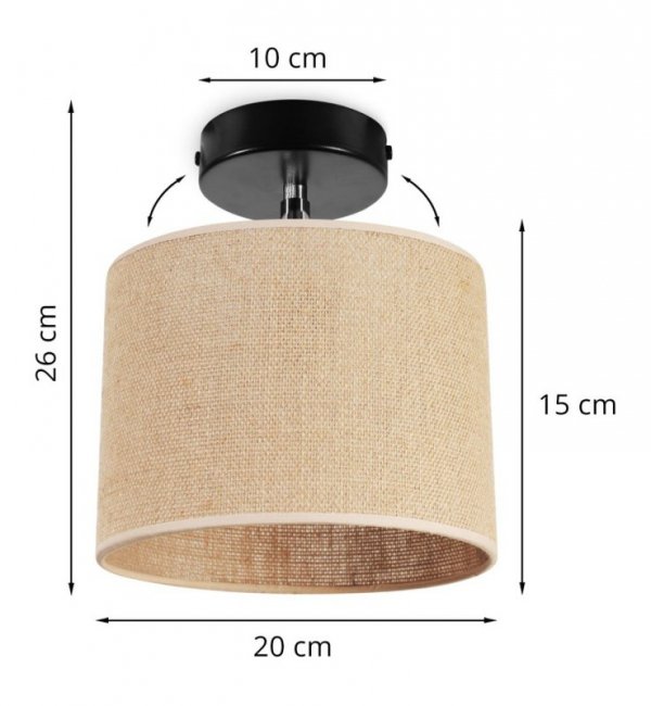 Kinkiet regulowany z jutowym kremowym abażurem 20 cm, E27 LIGHT HOME
