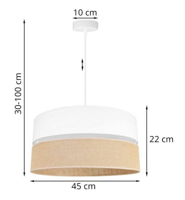 Lampa sufitowa JUTA, podwójny abażur, biało - beżowa, regulowana, E27