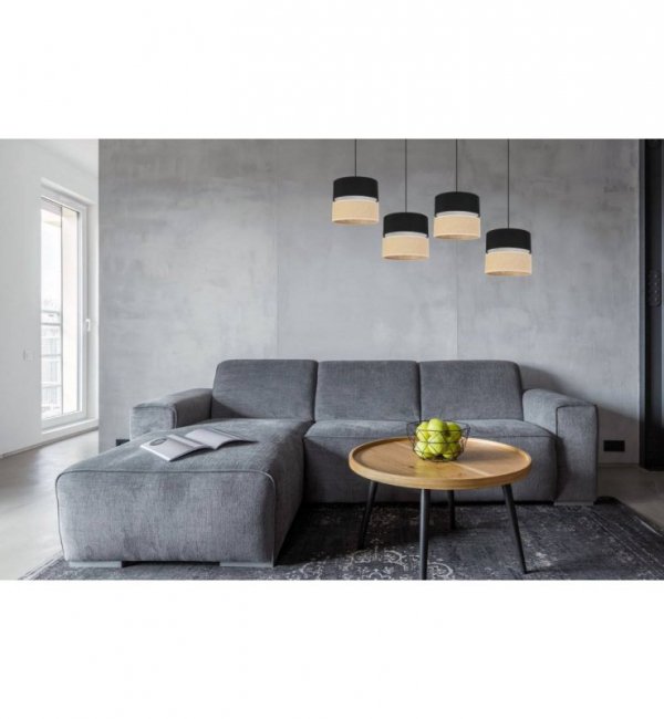 Lampa wisząca JUTA, listwa, regulacja, 4 żarówki E27, czarno - beżowa LIGHT HOME