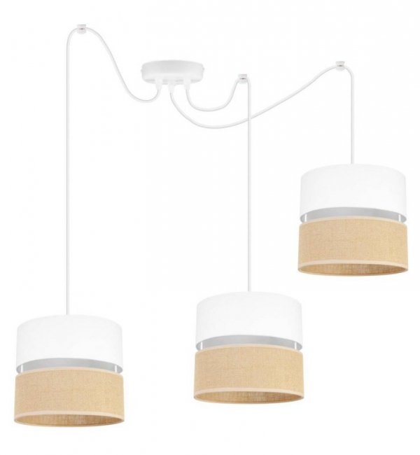 Lampa wisząca z abażurem JUTA, 3 źródła światła E27, regulacja LIGHT HOME