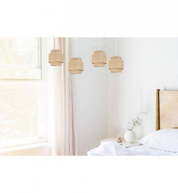 Lampa wisząca BOHO, spider, beż, 4 jutowe abażury, metalowa konstrukcja, regulacja wysokości LIGHT HOME