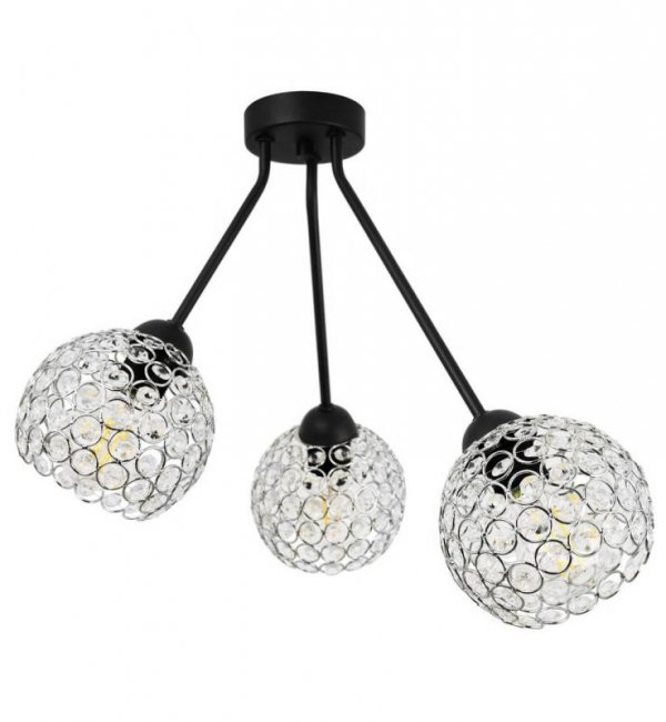Lampa sufitowa Crystal, trzy klosze, metal, srebrna, nowoczesna LIGHT HOME