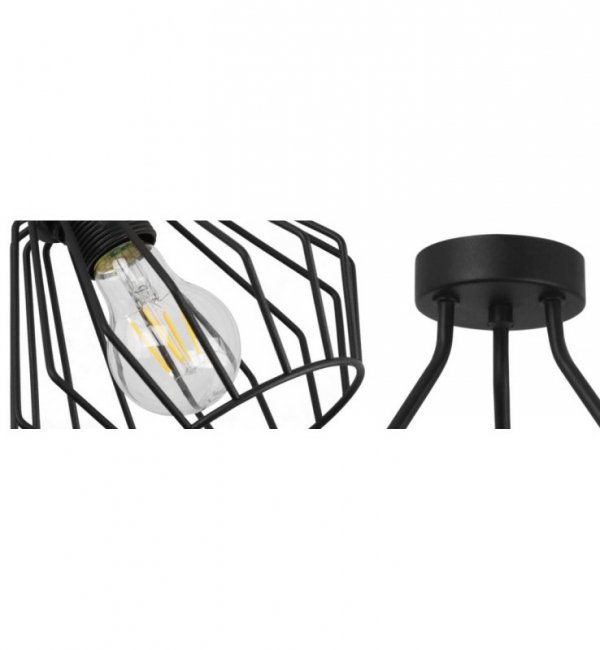 Lampa sufitowa TRIO SANTOS, czarna, druciak loft, 3 klosze LIGHT HOME