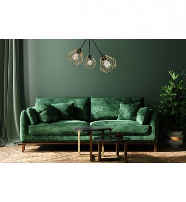 Lampa sufitowa TRIO SANTOS loft, druciak, metalowa konstrukcja, złoto, 3 klosze LIGHT HOME