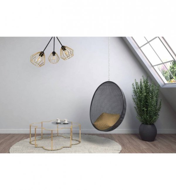 Lampa sufitowa TRIO SANTOS loft, druciak, metalowa konstrukcja, złoto, 3 klosze LIGHT HOME