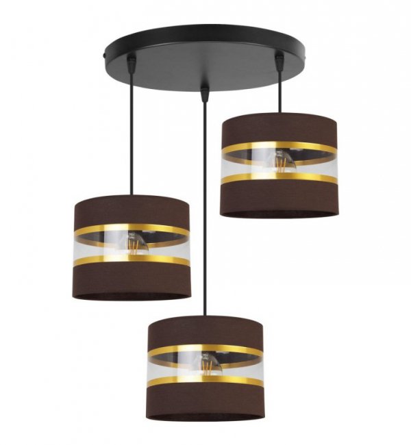 Lampa wisząca Elegance Gold, metal, 3 abażury, regulacja wysokości, podsufitka LIGHT HOME