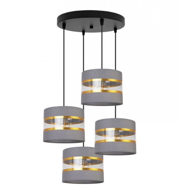 Lampa wisząca Elegance Gold, 4 abażury, regulacja wysokości, podsufitka, metal LIGHT HOME