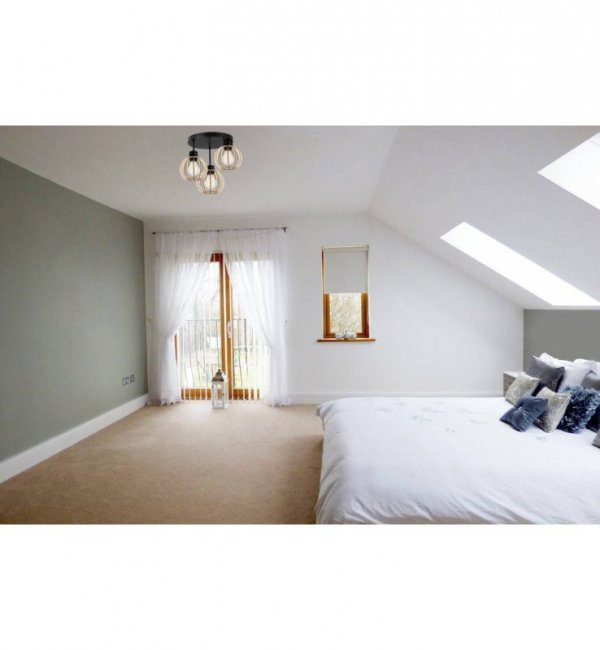 Lampa sufitowa TIMBER z drewna i metalu, trzy klosze, E27 LIGHT HOME