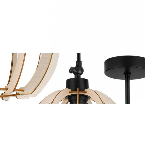 Lampa sufitowa drewniana Timber, pojedynczy klosz, E27, kinkiet LIGHT HOME