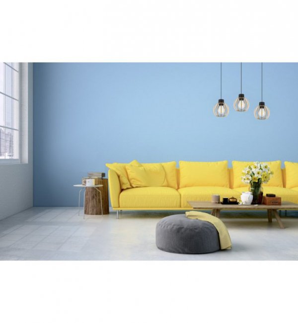 Regulowana lampa wisząca, prostokątna podsufitka, 3 klosze okrągłe z drewnianych lameli, 16 cm, E27 LIGHT HOME