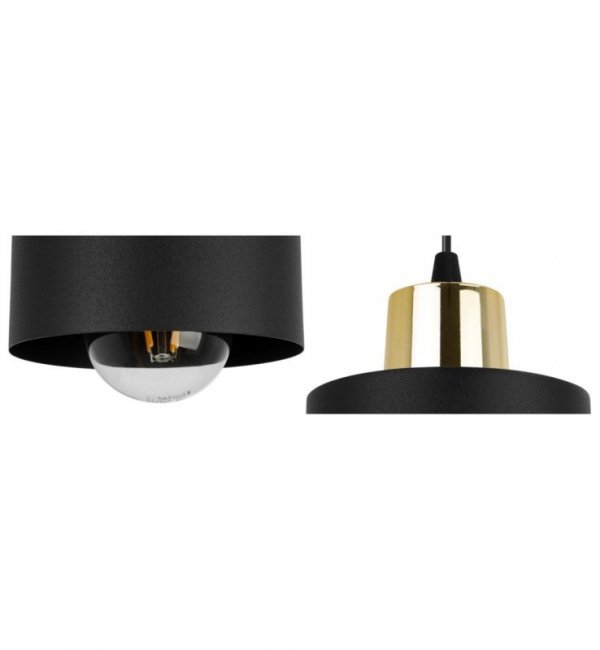 Lampa wisząca typu pająk, 4 metalowe, czarne klosze 12 cm ze złotym wykończeniem, E27 LIGHT HOME