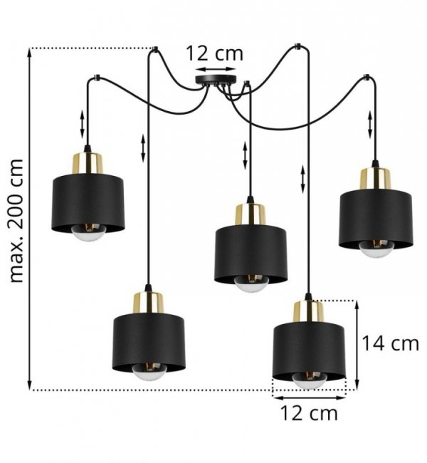 Lampa Nowoczesna Sufitowa Typu Pająk SPIDER PANTA Czarna LIGHT HOME