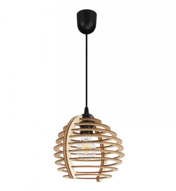 Lampa wisząca na podsufitce 6 cm z drewnianym, ażurowym kloszem 21 cm w kształcie kuli, E27 LIGHT HOME