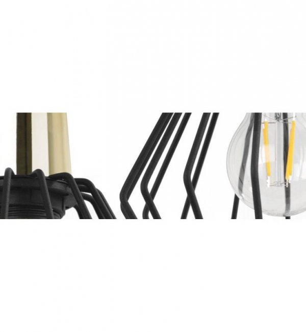 Lampa wisząca typu pająk, druciany czarny klosz 18 cm ze złotym wykończeniem, E27 LIGHT HOME